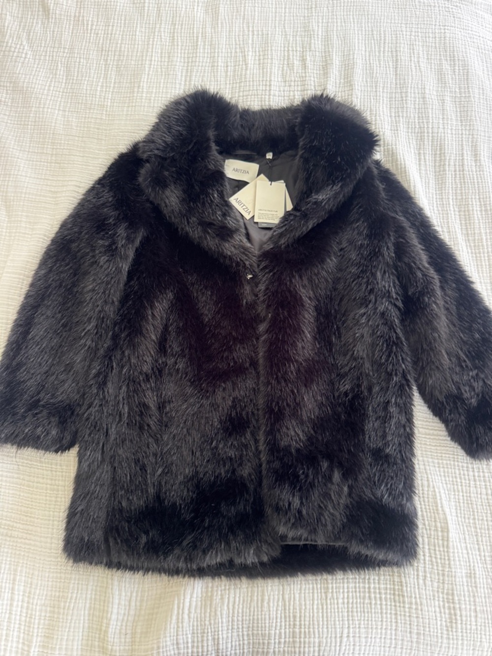 Aritzia Black Faux Fur Kids Pea Coat